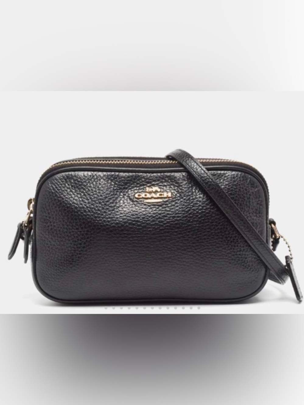 Coach Black Leather Isla Double Zip Camera Crossbody Bag